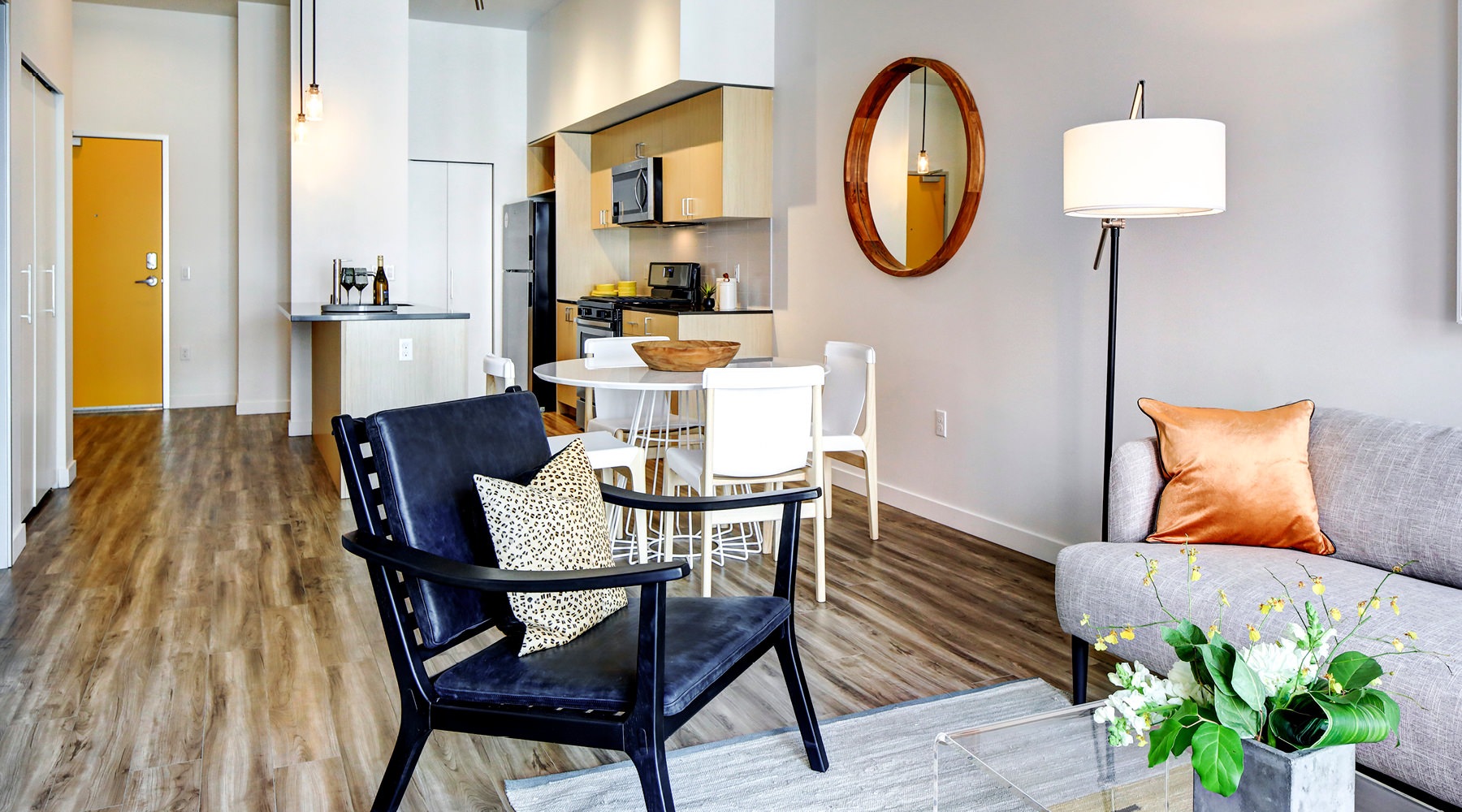 Open space living area with natural lighting